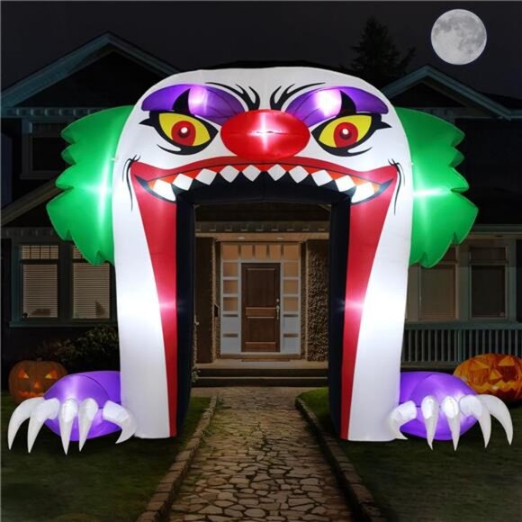 Giant 10 FT Halloween Inflatables Clown Archway Outdoor Decorations - Picture 1 of 7